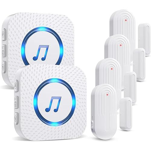 SanJie Door Chime, Wireless Door Chimes When Door Open Entry for Business/Home/Office/Store (500ft Range 26 Chimes Adjustable Volume)