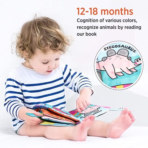 beiens Baby Books Toys, Soft Baby Touch and Feel Crinkle Books Dinosaur Theme, Early Development Interactive Gift for Boys and Girls, Baby Sensory Book for 0-6-12-18 Months Newborn, Infants (1-Book)