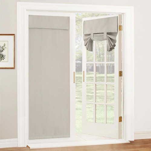 NICETOWN Door Curtains, Privacy Door Window Curtains Blackout French Door Shades for Glass Door, Thermal Insulated Tie Up Shades Door Window Coverings for Bedroom, Natural, 26"x69", 1 Panel