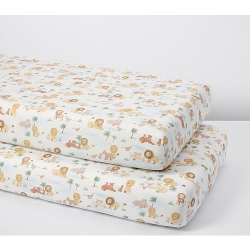 Lion Family Organic Crib Fitted Sheet
