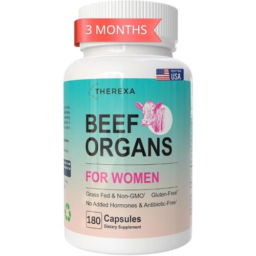Primal Beef Organ Supplement for Women - 100% Grass Fed Uterus, Ovary, Liver, Spleen, Heart, and Kidney, Optimized for Queen - 180 Capsules