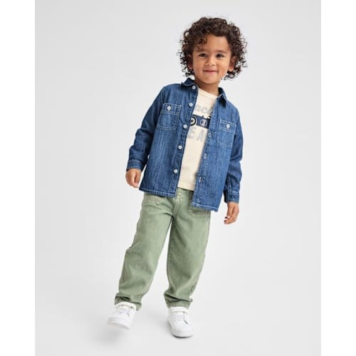 Baby And Toddler Boys Garment Dyed Barrel Jeans - Green