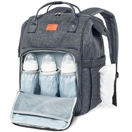 KeaBabies Baby Diaper Bag Backpack, Baby Bag for Boys, Girls (Mystic Gray) | Large, Waterproof, Multi Function, Travel Diaper Backpack with Changing Pad, Durable Travel Essentials for Moms and Dads