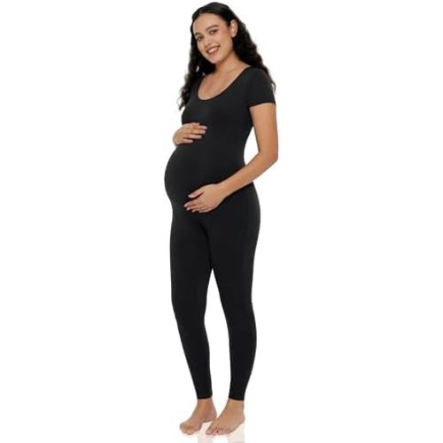 POSHDIVAH Maternity Jumpsuit Romper Leggings Short Sleeve