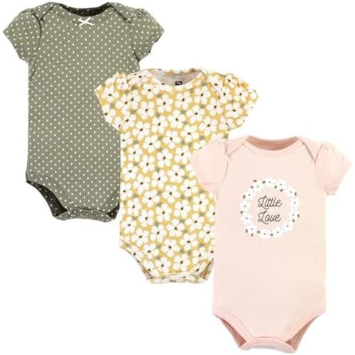 Hudson Baby Baby Girls' 3pc Cotton Bodysuits
