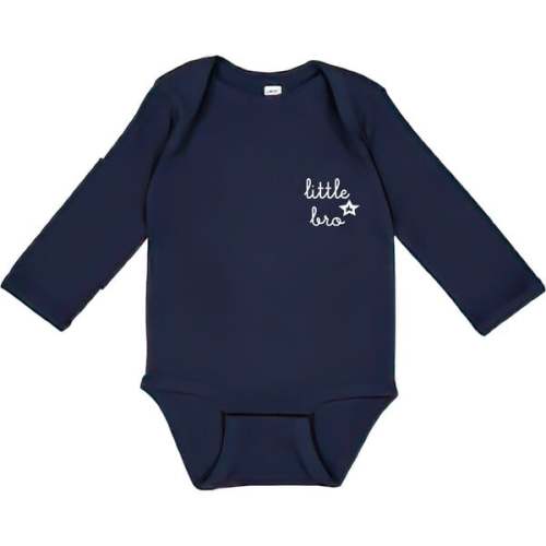 Little Bro Longsleeve Onesie, Navy - juju + stitch | Maisonette