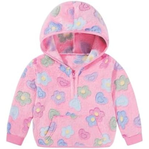 Baby Toddler Girls Warm Fleece Hoodie Jacket Fuzzy Hooded Sweatshirt