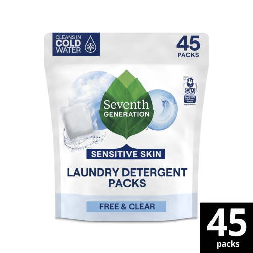 Seventh Generation Free and Clear Laundry Detergent Packs, 31.7 oz, 45 Loads