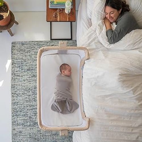 HALO® BassiNest® Bedside Sleeper – Breathable Baby Bassinet Slides Over Bed with Mesh Walls for Airflow & Visibility, Lowering Wall for Easy Access, Portable & Lightweight, Fits Most Beds