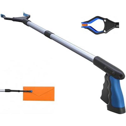 FitPlus 2024 Upgrade PowerGrip T9, Grabber Reacher Tool, Wide Jaw, Foldable, Steel Cable, with 96 Grip Points for Firm Grip, 32" with Magnet