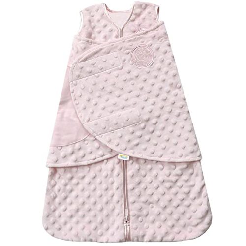 HALO Sleepsack Plush Dot Velboa Swaddle, 3-Way Adjustable Wearable Blanket, TOG 3.0, Pink, Newborn, 0-3 Months - Pink Plushy Dot