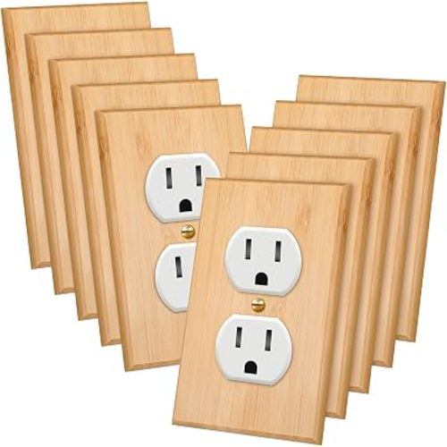 10 Pcs Wood Light Switch Outlet Covers,Light Oak,Double Hole