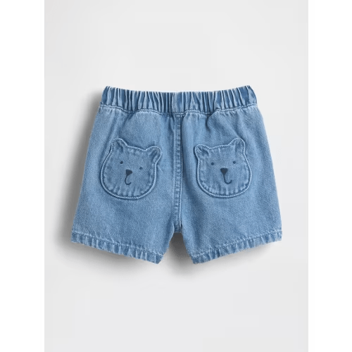 Baby Brannan Bear Pocket Pull-On Denim Shorts