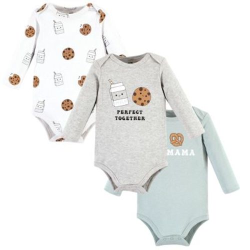 Hudson Baby Basics Infant Baby Essential Long Sleeve Bodysuits 3-Pack, Cookie Comforts, 6-9 Months