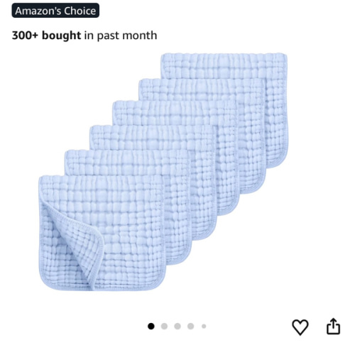 Looxii Muslin Burp Cloths 100% Cotton Muslin Cloths Large 20''x10'' Extra Soft and Absorbent 6 Pack Baby Burping Cloth for Boys and Girls (Blue)