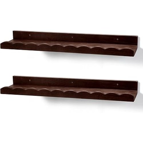 Suzile 2 Pcs Scalloped Shelves Wall Floating Shelves Set for Room, Bathroom, Bedroom, Cute Room Decor Aesthetic and Books, Toys, Photo Frames Storage(23",Walnut Brown)