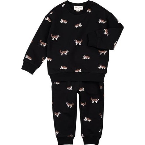 Saint Bernard Print Sweatshirt & Joggers Set, 12M