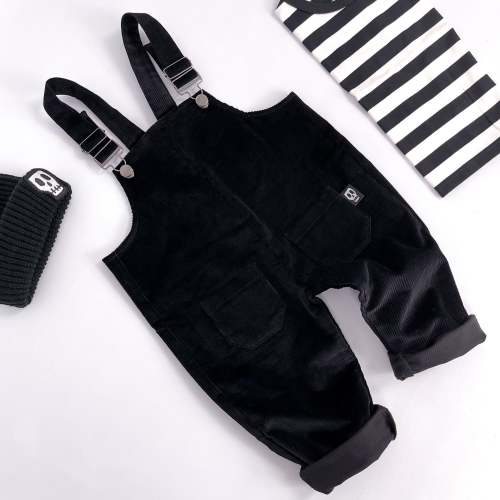 NOT SO BASIC BLACK CORD DUNGAREES – Skeletots