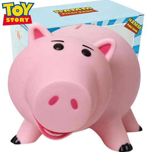 PHOCAS Toy Story Hamm Piggy Bank for Kids Pink Plastic Coin Bank with Rotatable Head