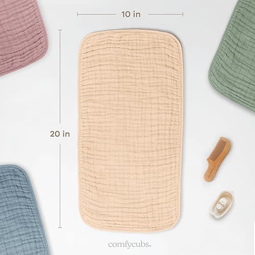 Comfy Cubs Muslin Burp Cloths 20" x 10", Pack of 10 - Cream Color