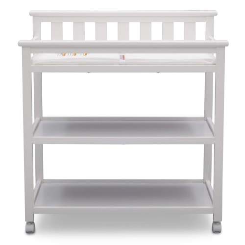 Flat Top Changing Table with Wheels - White Wood Baby Changing Station – TOV BABY