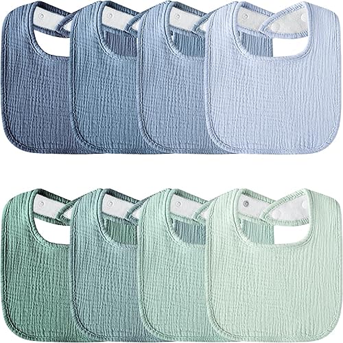 Muslin Baby Bibs 8-Pack Baby Drool Bandana Bibs for Baby Girls Boys Infant Newborn Toddler Drooling and Teething