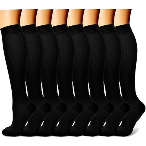 CHARMKING Compression Socks for Women & Men Circulation (8 Pairs) 15-20 mmHg Best Calf Socks Support for Athletic Cycling