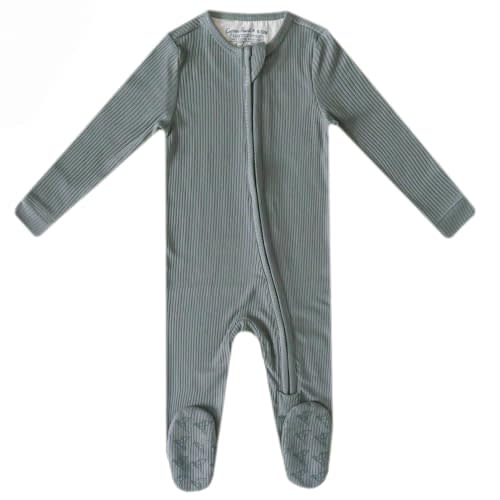 Copper Pearl Zip-Up Footie Baby Pajamas: Ultra-Soft Boys Pajamas and Girls Pajamas, Premium Knit Fabric in Stylish Prints, Tag-Free with Two-Way Zipper, Sized Newborn to 24 Months, Moss