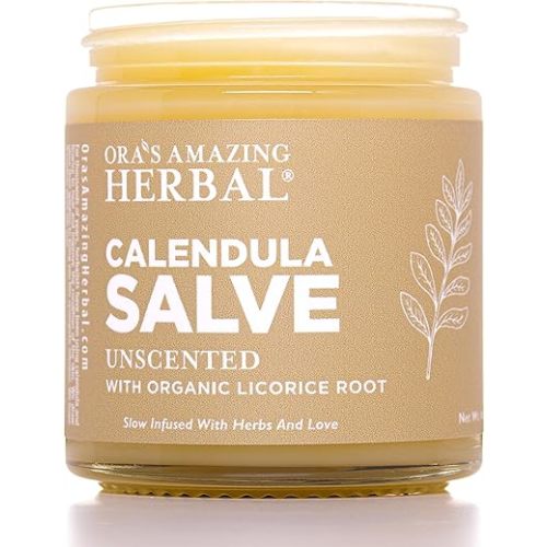 Calendula Salve, Calendula Cream, Drawing Salve, Calendula Ointment, Ora's Amazing Herbal, Coconut Free Salve made with Organic Calendula and Licorice Root, 4 oz