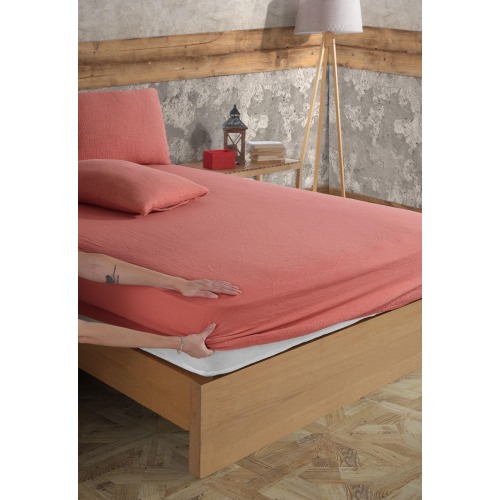 Organic Cotton Set of  2 Layer Muslin Fitted Sheet and Pillowcase , Cotton Deep Pocket Sheet, Twin Queen Full Crib Muslin Fitted Sheet Set