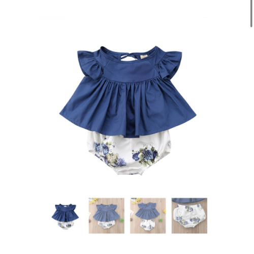 WINNIE Blue Floral Outfit - Hazel & Bo