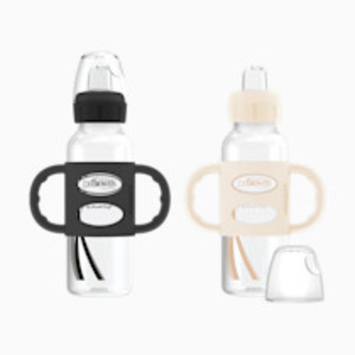 Dr. Brown's Narrow Sippy Spout Bottle with Silicone Handles - Black & White