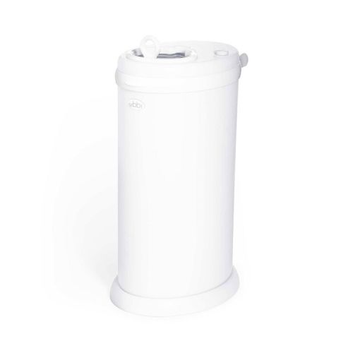 Ubbi Stainless Steel Diaper Pail - White: Childproof & Airtight Lid, Uses Silicone Liners, Holds Up to 55 Diapers