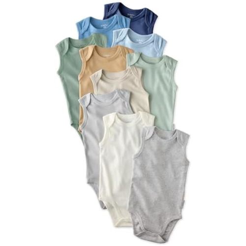 Sam 10-Pack Sleeveless Bodysuits​ 100% Organic Cotton for Baby Boys & Girls