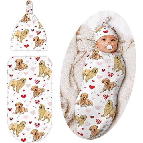 Golden Retriever Swaddle Blanket, Soft Swaddling Blanket Baby Clothes, Golden Retriever Baby Stuff