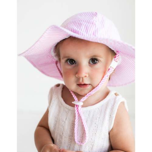 Pink Seersucker Sunhat UPF 50+ Baby & Toddler - Huggalugs