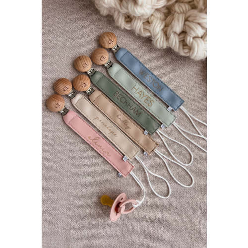 Personalized Leather Pacifier Clip | All Colors