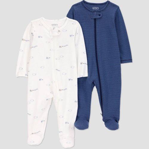 Carter's Just One You® Baby Boys' 2pk Airplanes Sleep N' Play - Navy Blue 3M