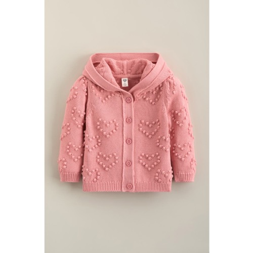 Bobble Stitch Hooded Heart Cardigan