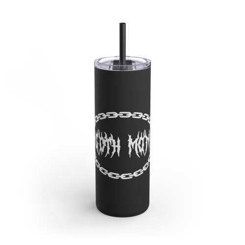 Gothic Mom Tumbler: Matte Black Stainless Steel Cup with Chain