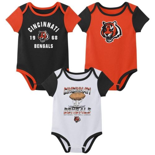 NFL Cincinnati Bengals White Newest Fan 3pk Bodysuit - 6-9M