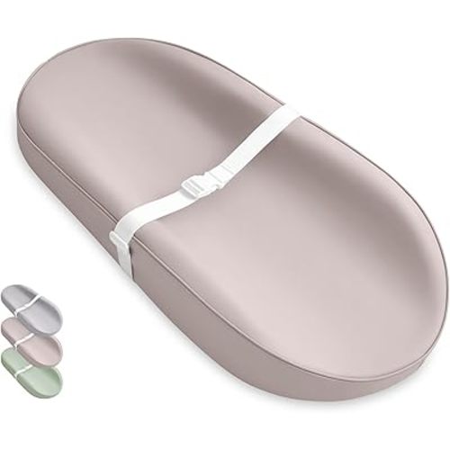 Blissful Diary Vegan Leather Baby Changing Pad with Waterproof & Wipe-Clean PU Cover, Avocado Size Cozy Diaper Changing Pad for Dresser and Table, Taupe