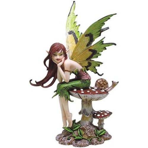 PTC 6.25 Inch Thinking of You Fairy Sitting on Mushroom Statue Figurine