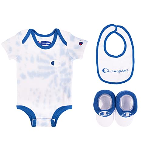 Champion unisex-baby 3-pc Box Set Includes an Infant Body Suit, a Bib Or Hat & Pair of Booties in Colors and Size 0-6m