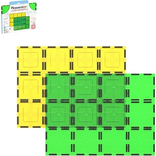 PicassoTiles Kids Toy Magnetic Building Blocks Magnet Tiles Supersized 2pc Large Stabilizer Base Jumbo XL Plate Foundation Education Construction Kit Engineering STEM Children Learning Stacking Set