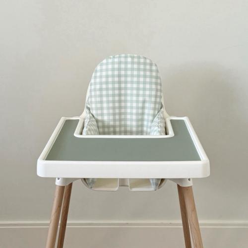 Sage Gingham >> WIPEABLE IKEA High Chair Cushion Cover