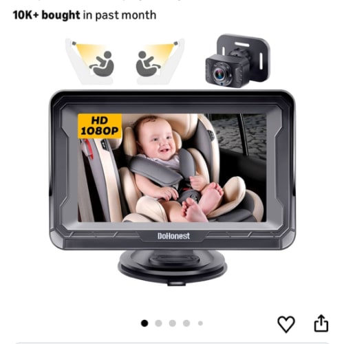DoHonest Baby Car Camera HD 1080P - Rear-Facing Car Baby Monitor with Night Vision, Adjustable View Angle, Easy Setup, Anti-Glare Display, Safety for Kids & Infants