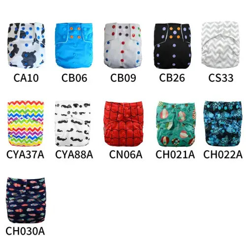 (Multi-Packs) 10PCS AI2 Color Snap Pocket Diaper with Double Gussets(10inserts)
