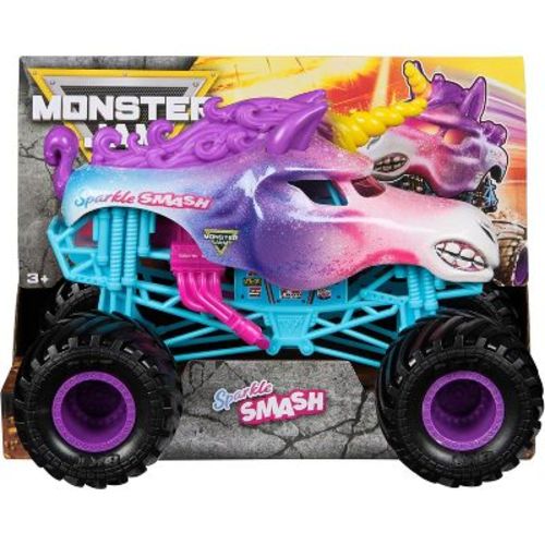 Monster Jam, Official Sparkle Smash Monster Truck, Collector Die-Cast Vehicle, 1:24 Scale, Kids Toys for Boys and Girls Ages 3 and up