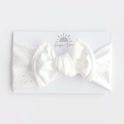 White Eyelet Baby Headband
